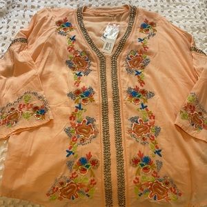 Hand embroidered cotton shirt